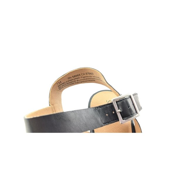 NEW Susina Terra Black Leather Slingback Wedge Sandals Size 7 - Picture 5 of 6